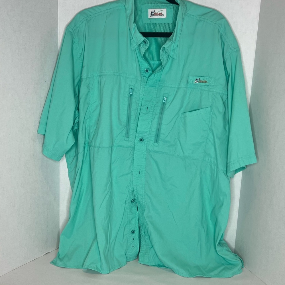 World Wide Sportsman 2XL Vented Fishing Shirt -Aqua Blue Outdoor Quick Dry